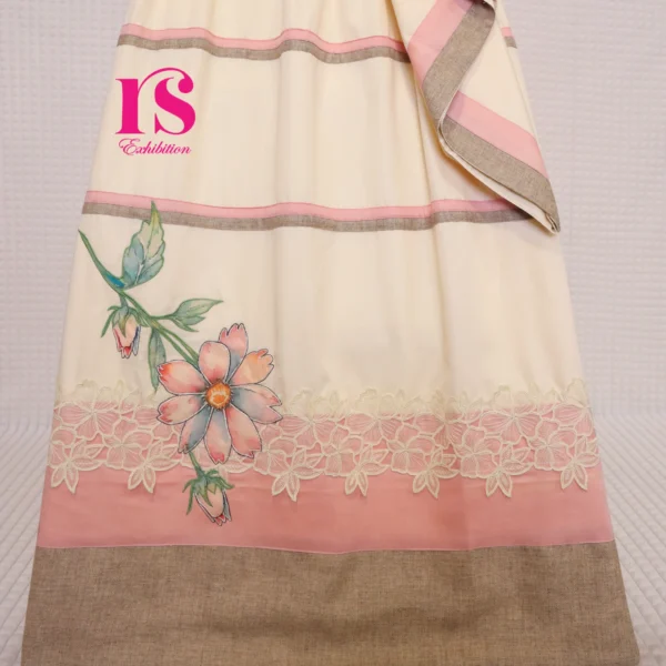 Cream Terry Cotton Patch Work Rida