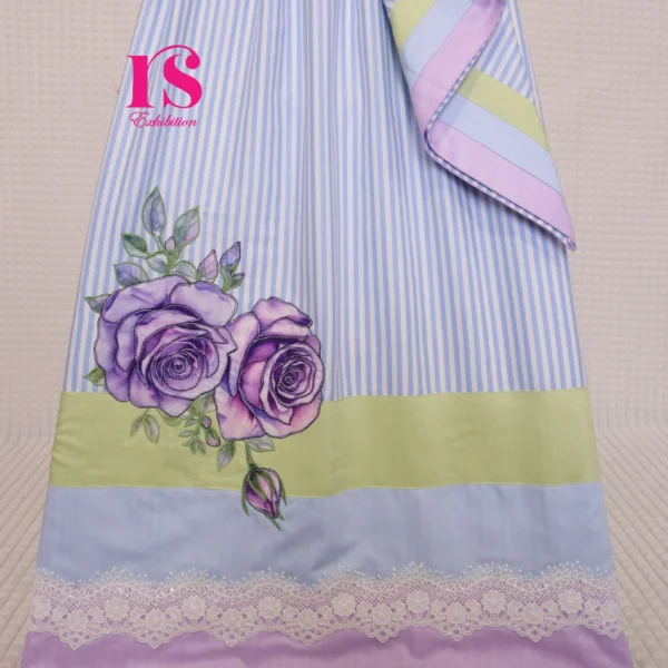 Sky Blue With White Line Patch Work Rida