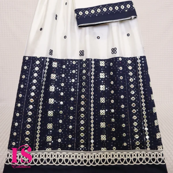 Gorgeous White Aabla Work Bhari Rida