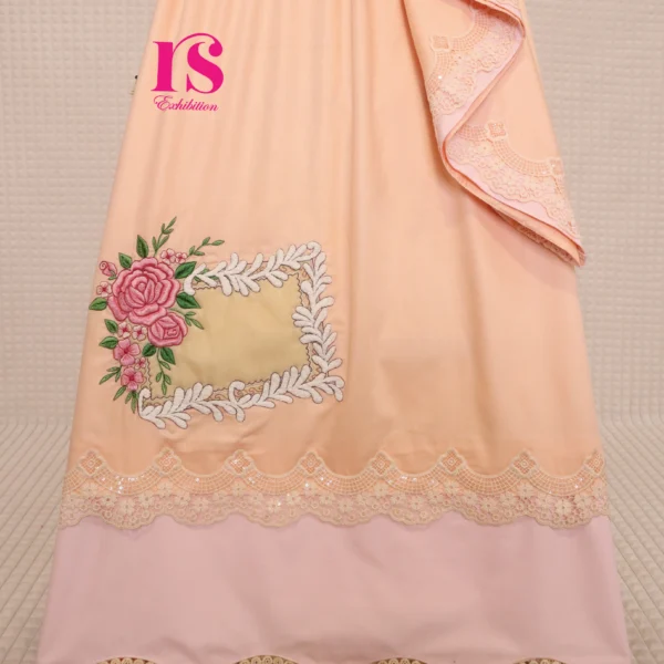 Peach Beautiful Embroidery Frame Work Rida