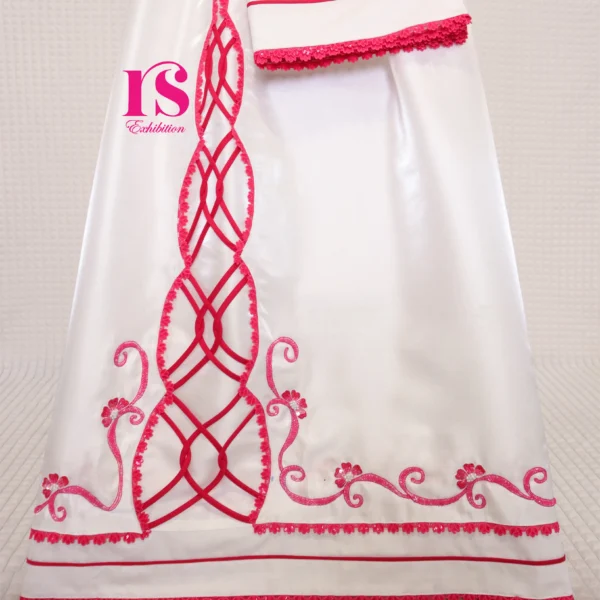 White Bhari Pattern Aari Work Rida