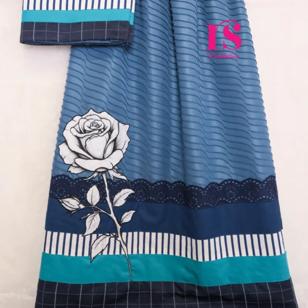 Greyish Blue Ruffle Patch Work Rida