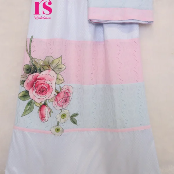 Grey Rida With Self Tikri Patch Work