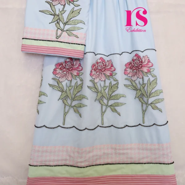 Powder Blue Beautiful Embroidered Panel Rida