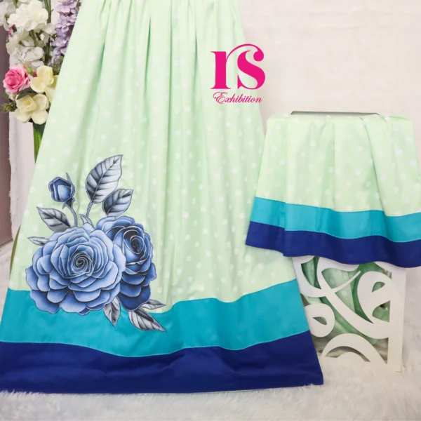 Pista Green Rida Polka Dot With Patch Work