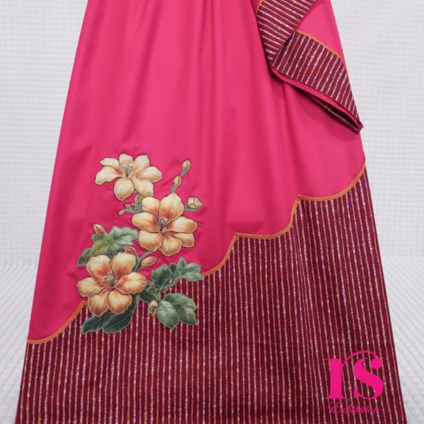 Rani Pink Wavy Pattern Patch Work Rida