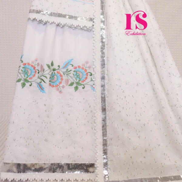 Bhari White Embroidery Work RCJ