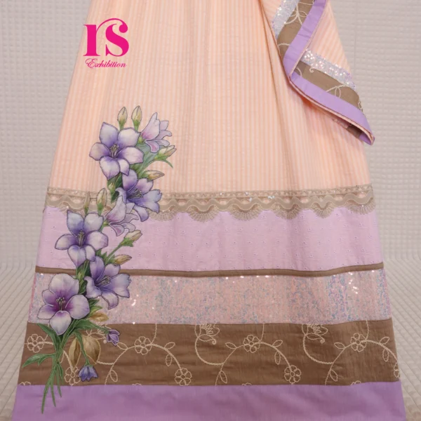 Peach Seer Sucker Patch Work Rida