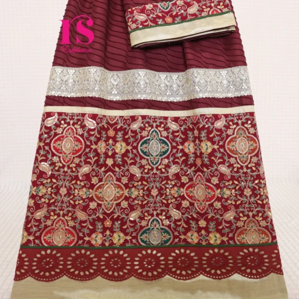 Maroon Bhari Wear Rida With Bhari Panel