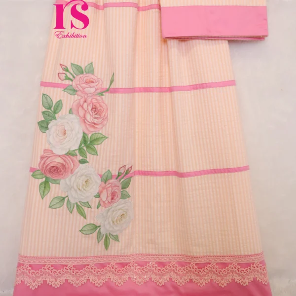 Peach Seer Sucker Patch Work Rida