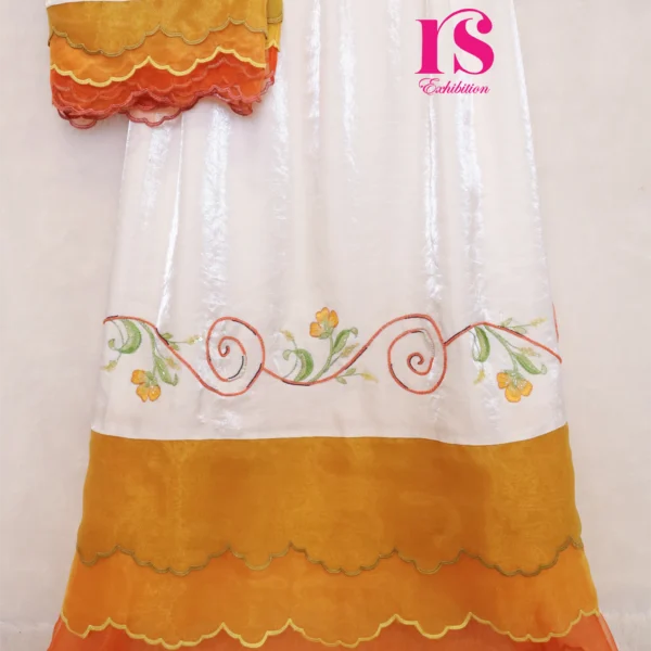 White Bhari All Round Aari Work Rida