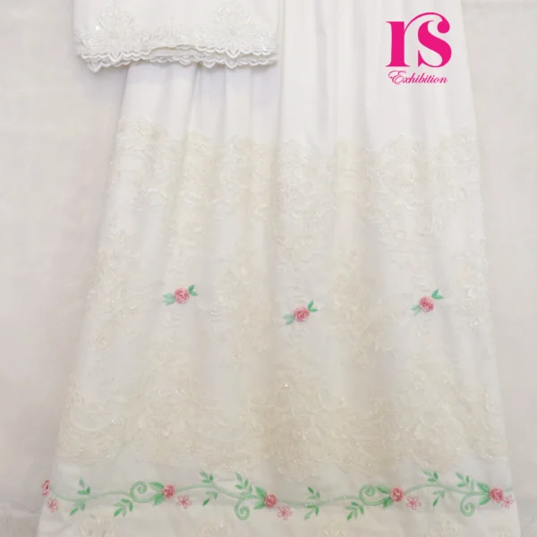 White Aari Work Rida With Bhari Lace