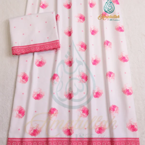 Block Print Rida With Pink Dots And Roses