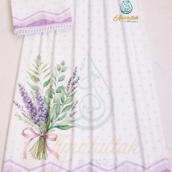 White LAVENDER Flower Print Rida