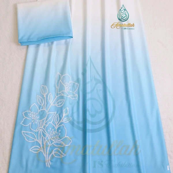 Ombre Blue Tikri Outline Work Rida